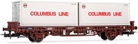 "Rivarossi HR6413 Db, 2-Achsiger Flachwagen Mit 2 X 20\" Containern Columbus Line"