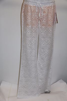 NWT Miken Swim Swimsuit Cover Up Pants Size S Bright White Adj. Waist ...