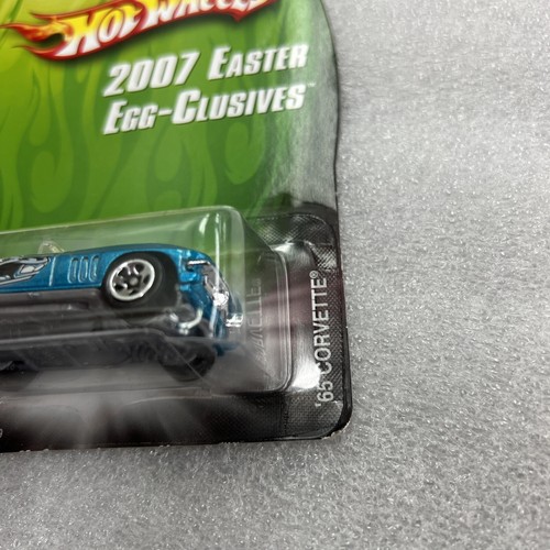 2007 HOT WHEELS 2007 EASTER EGG-CLUSIVES '65 CORVETTE BLUE New On Card B165 - Picture 9 of 11