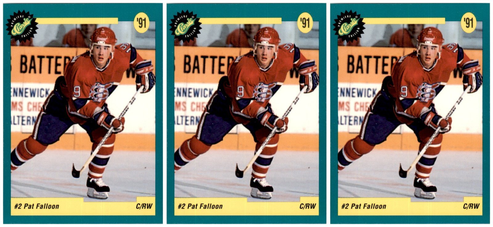 (3) 1991 Classic Draft Picks #2 Pat Falloon San Jose Sharks Card Lot