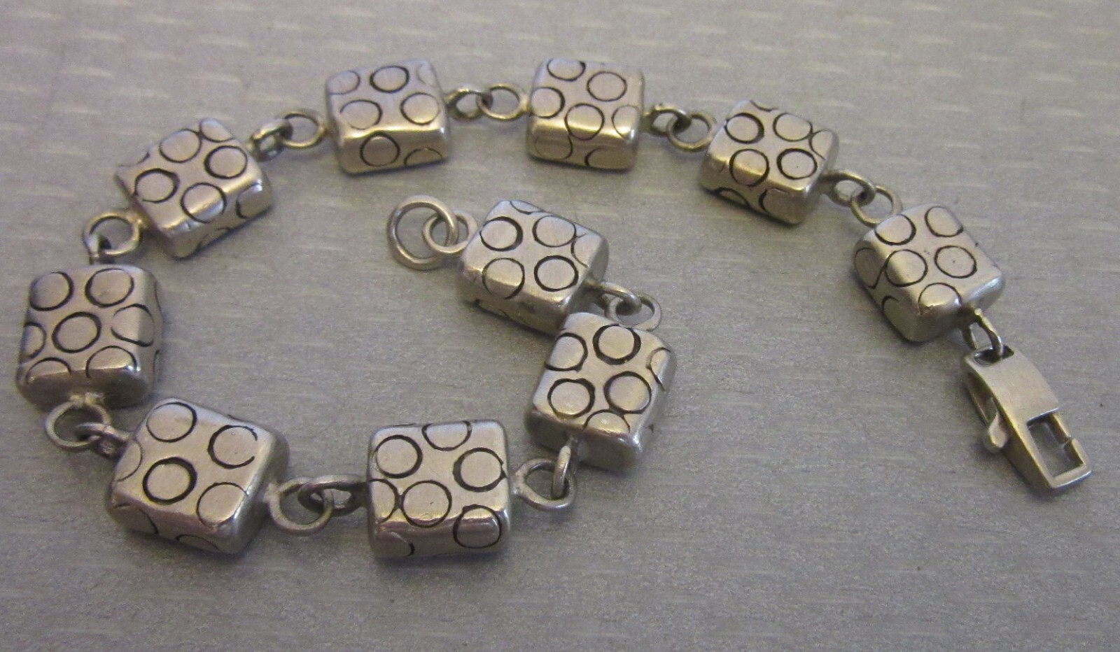 925 Sterling Silver Chunky Dot Pattern Bracelet A… - image 1