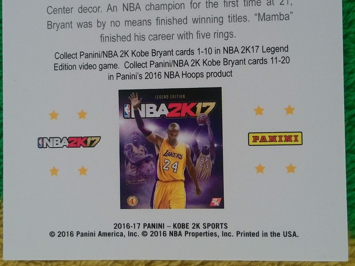 Kobe Bryant Lakers NBA Hoops Panini No. 2 Card | eBay