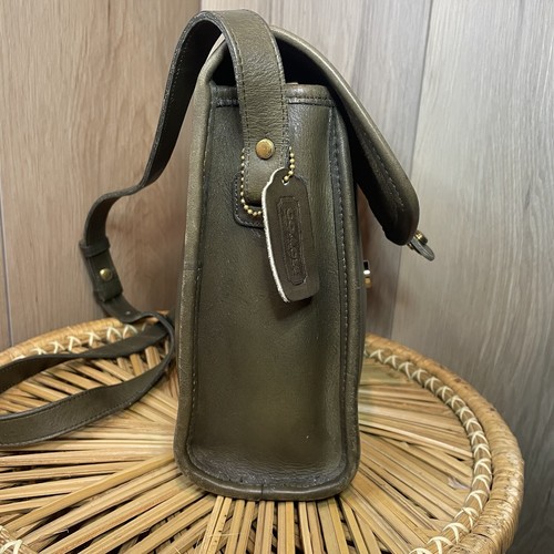 Bolso Coach Vintage Morera Salvia Hecho en EE. UU. RARO 9899 con Etiqueta Colgante Herrajes de Latón - Imagen 10 de 24