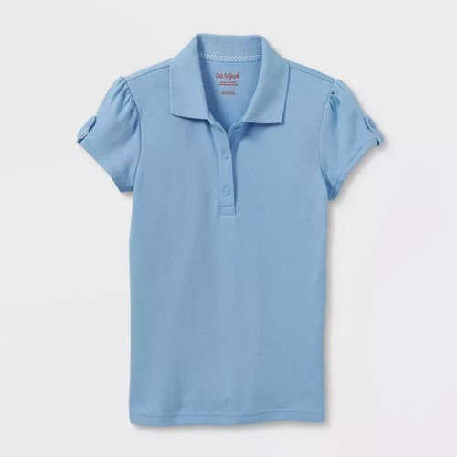 Cat & Jack Girls' Short Sleeve School Uniform Polo Shirt Lt. Blue 6-6x