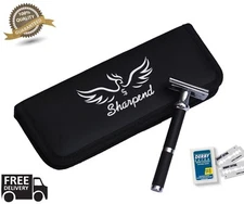 NEW Vintage Style Double Edge Safety Razor SHAVING KIT Sharpend Blades &Case