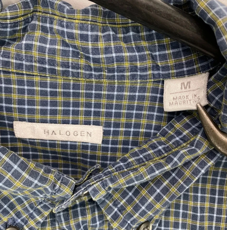 Halogen Mens Button Up LS Collared Shirt Size Medium Multicolor Plaid - Image 3 of 4