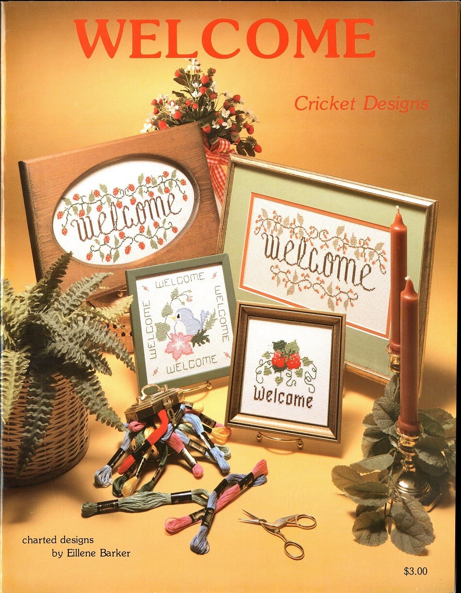 Welcome and Welcome For All Seasons 35 Cricket  Cross Stitch Pattern Leaflet