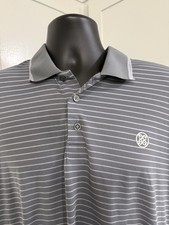 G/Fore Golf Polo Shirt Men's Size M Black Striped Performance Stretch Sports EUC