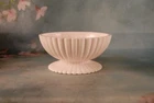 Vintage Jeannette Glass Shell Pink Milk Glass Footed Ribbed Vase or Candy dish