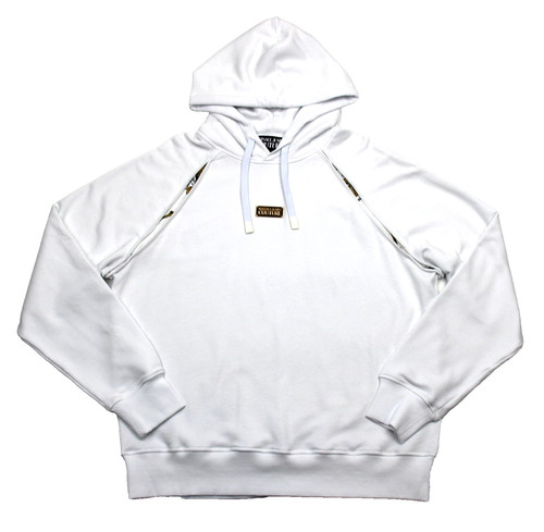 Versace Jeans Couture Hoodie Mens Large White Gold Logo Relaxed fit Sweatshirt