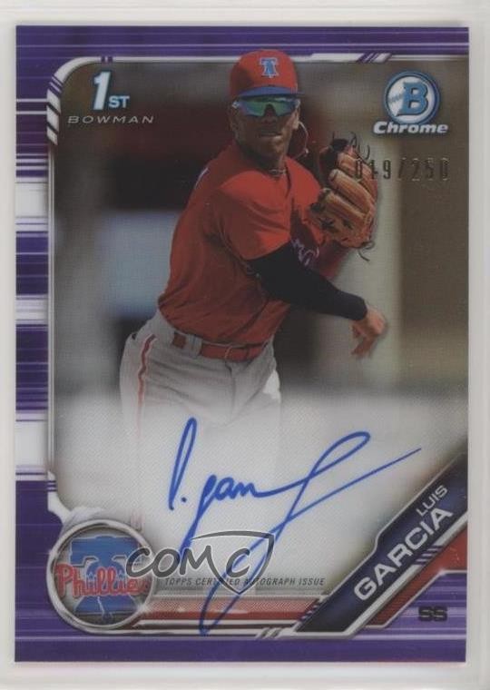 2019 Bowman Chrome Prospects Purple Refractor /250 Luis Garcia #CPA-LG Auto 5lz