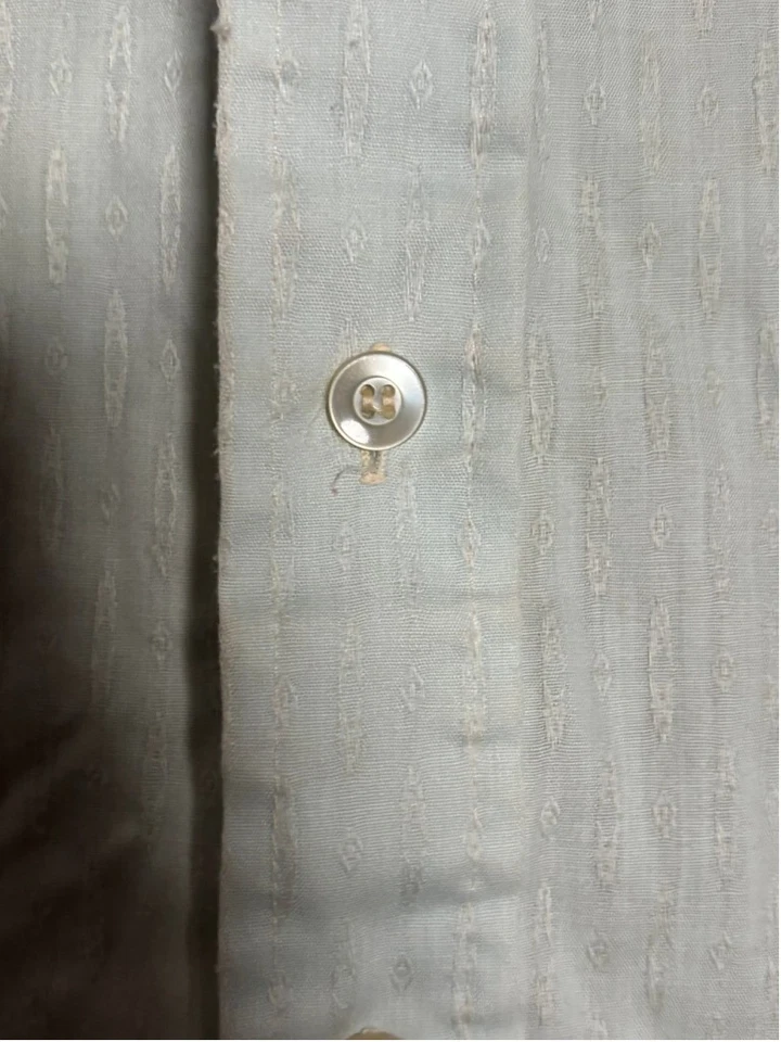 Towncraft by JCPenney No Iron Button Up Shirt Striped Rockabilly Light Blue M 16 - Image 4 of 4