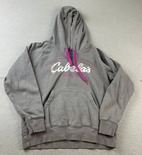 Cabelas Hoodie Womens Large Gray Thick Embroidered Pullover