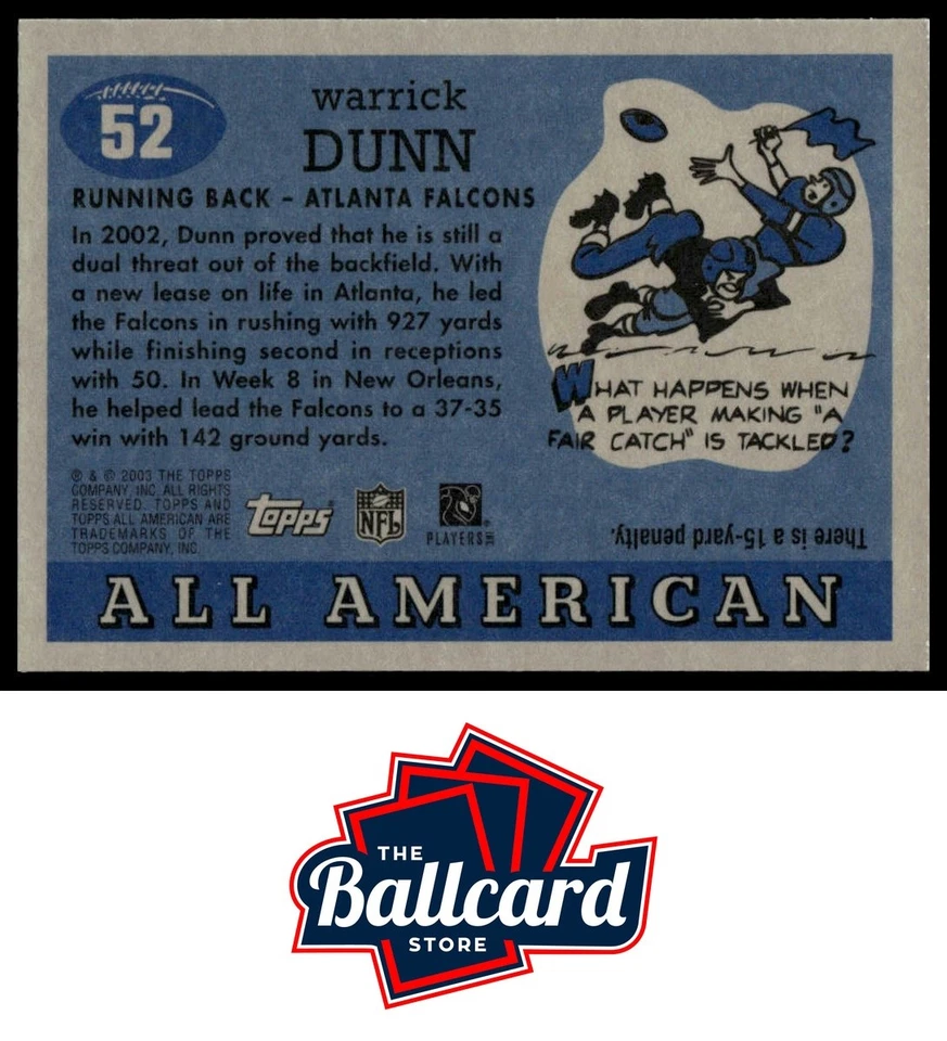 2003 Topps All American #52 Warrick Dunn - Image 2 of 2