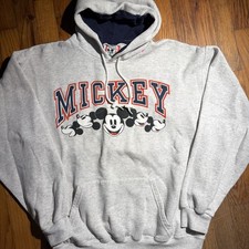 VTG 90's Mickey Mouse Pullover Hoodie Mens Sz LG Gray Disney Designs Collectable