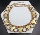 Vintage Gold Tone Chunky Chain Choker Necklace Abstract Flower Accents 16.5” Adj — photo 5