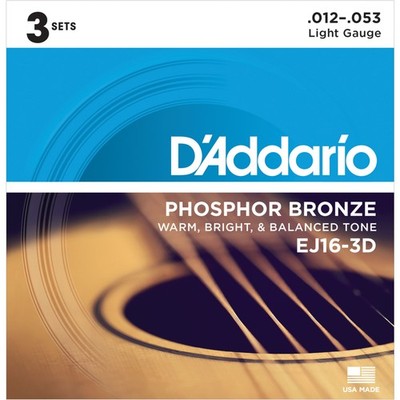 D'Addario A-Git.Saiten EJ16-3D 12-53 Phosphor Bronze 3er Set
