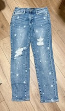 Judy Blue Jeans Boyfriend Fit Destroyed 9 29 Star Print JB88553 Mid Rise Holes