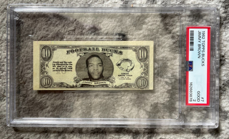 1962 Topps Bucks Football Jimmy Brown #7 HOF Cleveland Browns PSA 2 NEW SLAB