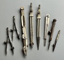 EIGHT old DRAUGHTING INSTRUMENTS, SCRIBES and COMPASSES, SOME PART BRASS 
