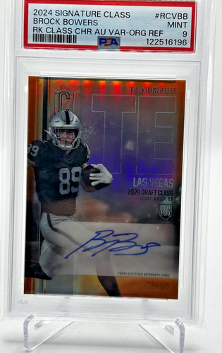 2024 Signature Class Brock Bowers Rookie Auto Chrome Variation Orange /50 PSA 9