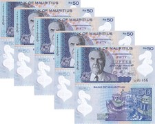 Mauritius 50 Rupees 2021 P 65 b Polymer UNC LOT 5 PCS