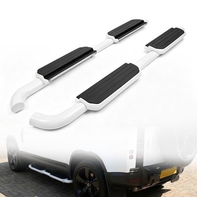 A Set White Running Board Side Step Nerf Bar Fits For Defender 110 130 2020-2026