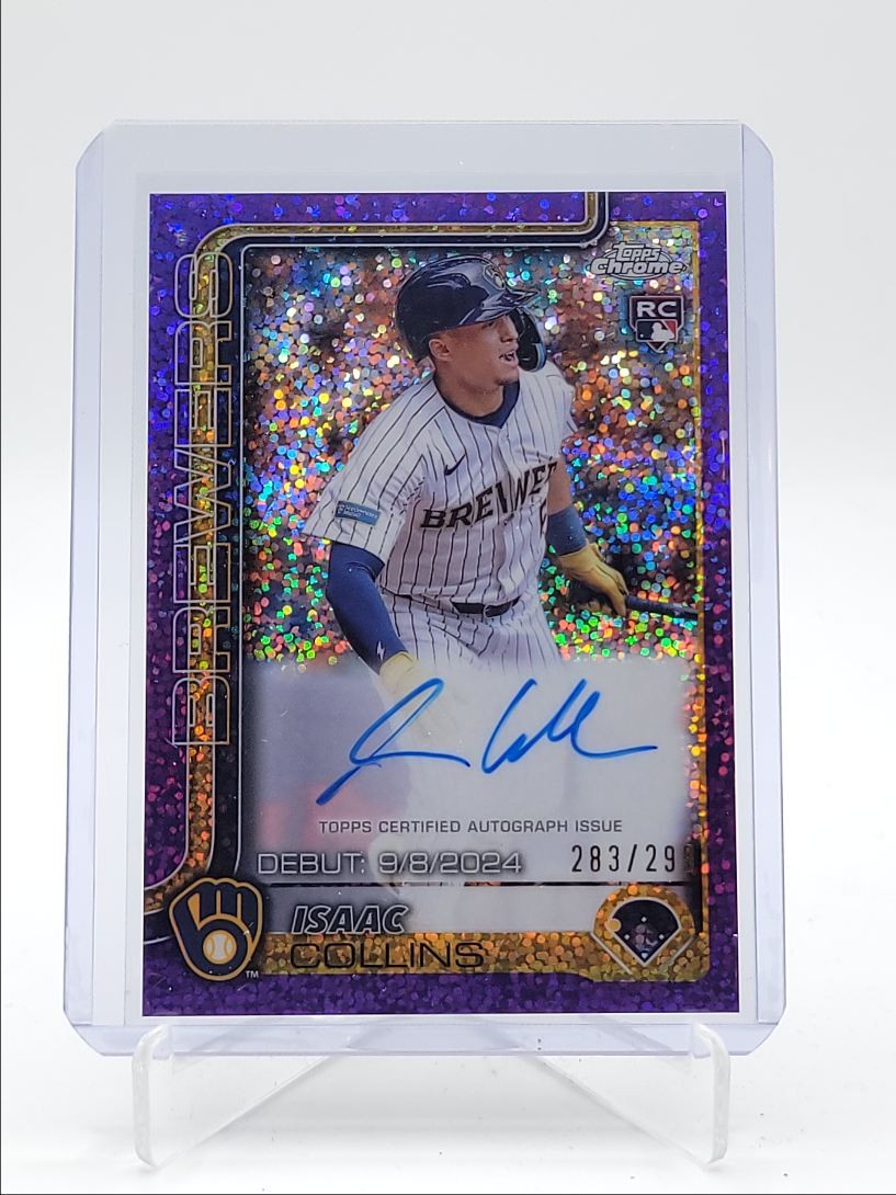 ISAAC COLLINS 2025 TOPPS CHROME ROOKIE DEBUT PURPLE SPECKLE RC AUTO /299 Q3967