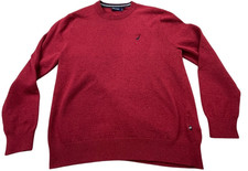 Nautica Sweater Men Large Red Crewneck Knit Pullover Stretch Classic Casual Soft