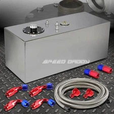 19 GALLON TOP-FEED ALUMINUM FUEL CELL GAS TANK+CAP+LEVEL SENDER+STEEL LINE KIT