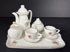 Miniature Mini Dollhouse Tea Set 10pc Mini Ceramic Tea Set With Flower Design