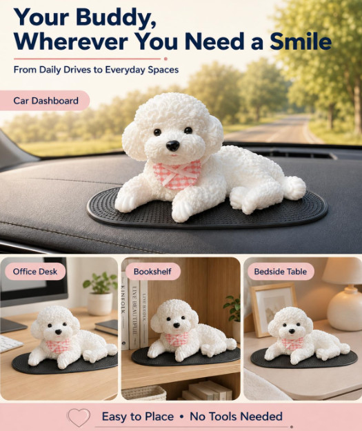 Tappetino Antiscivolo Decorazione Cruscotto Cani Silicone Morbido Accessori Auto,Realistico foto 4