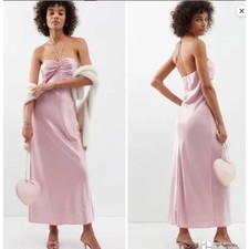 Reformation Valora Satin Halter Maxi Dress in Color Babygirl Pink Size 10