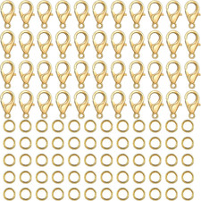 Gold Lobster Claw Clasps and Jump Rings Set for Jewelry Making, Necklace and
