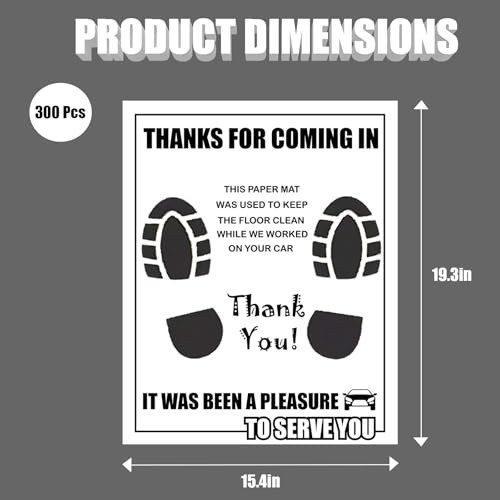 300 Pcs Car Paper Floor Mats, Disposable Automotive Floor Mats for Car 