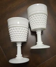 Vintage Westmoreland English Hobnail Milk Glass  Goblets, Set of 2