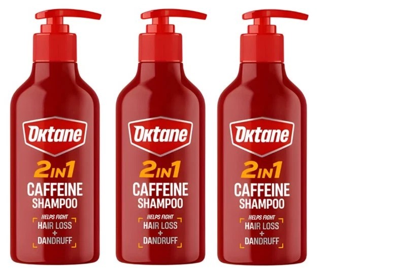 Oktane Hair 2-In-1 Caffeine Shampoo Hair Loss, Dandruff 3 x 300ml