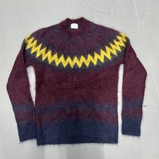 Erdem H&M Pullover Herren Medium Rot Mohair Fuzzy Jacquard Pulli Sweatshirt