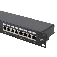 Patch Panel CAT6A 24 Port RJ45 Shielded Network 19inch STP Vertical Punchdown