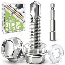 370PCS #8×3/4 Self Tapping Screws,410 Stainl...