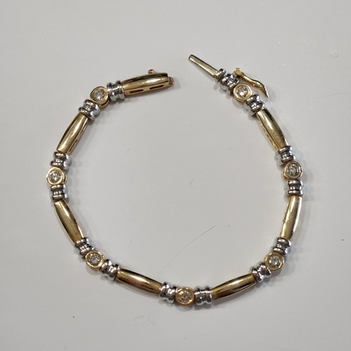 Vintage 14K Solid Gold Le Vian Diamond Two Tone Bracelet