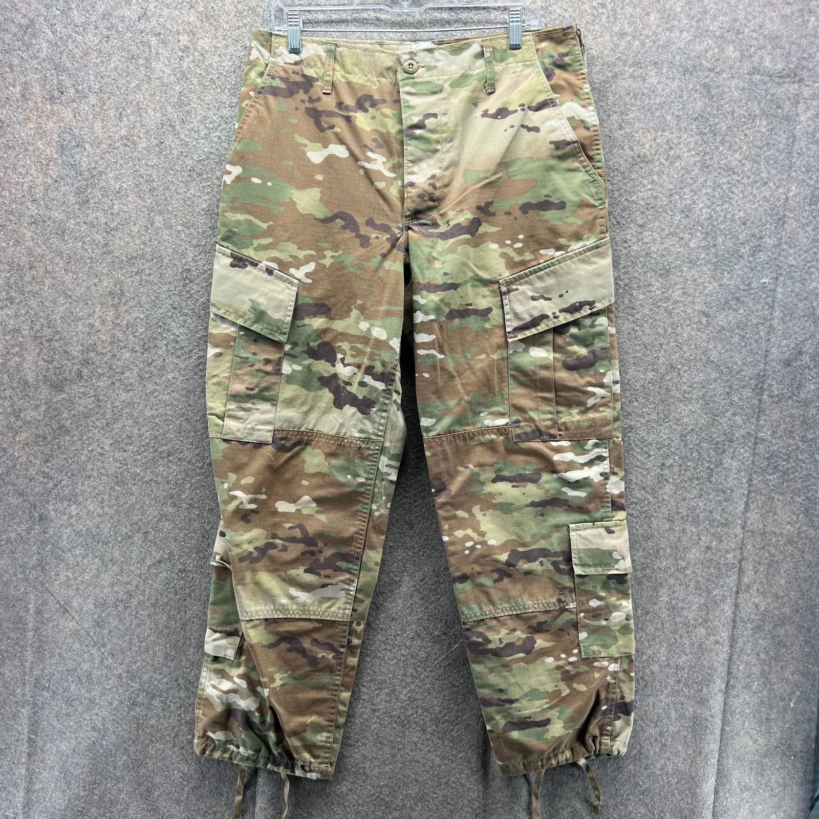 US Army Military Pants Mens Medium Camo Combat Cargo Ripstop Nylon Drawstring