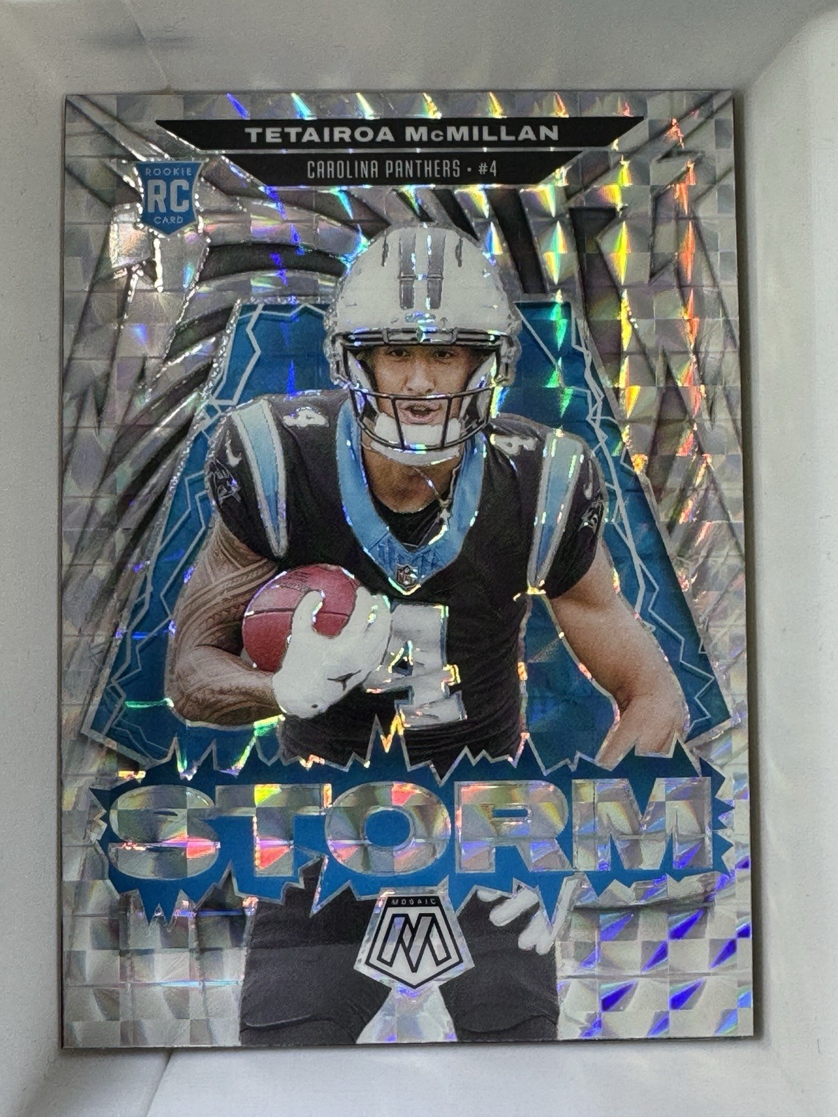2025 Panini Mosaic Tetairoa McMillan #11 RC Rookie Storm Silver Prizm Panthers