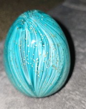 Hollow Art Glass Egg Shaped Paperweight Turqu...