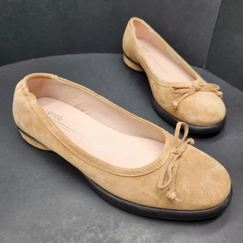 Ballerine Ecco donna 10 scamosciate abbronzate Luxe scolpite grosse retrò nuove $160