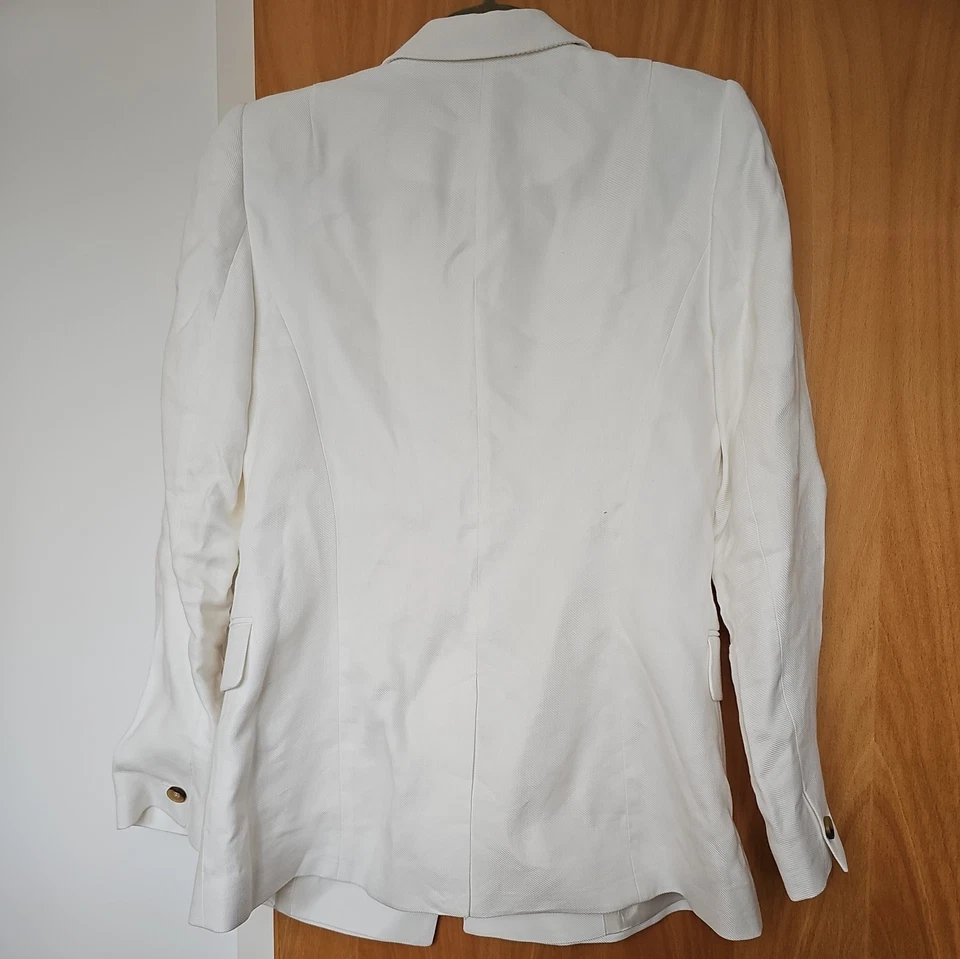 REISS HOLLIE DOUBLE BREASTED LINEN BLAZER in WHITE - Image 3 of 3