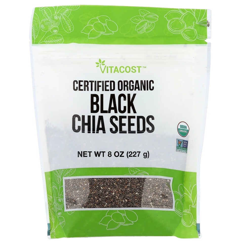 Certified Organic Black Chia Seeds, 8 oz (227 g)