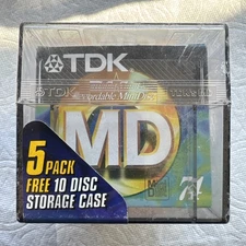 (5)Pack TDK MD-XG Gold MD MiniDiscs 74 Minute SEALED NEW