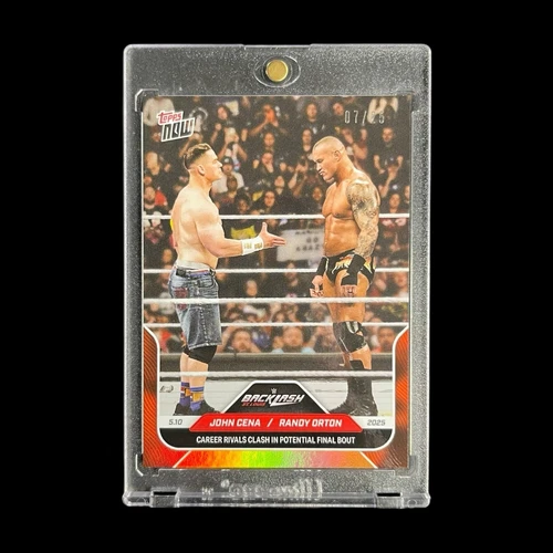 John Cena Randy Orton Backlash 2025 WWE Topps NOW Card 52 ORANGE Foil /25