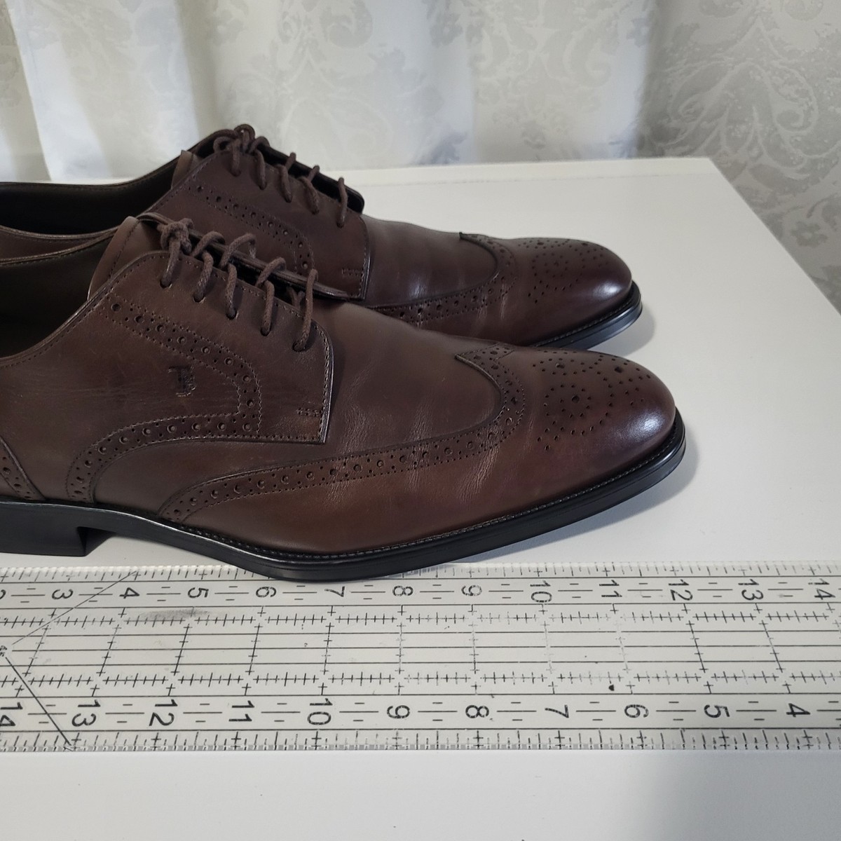 Tod\'s Shoes Mens Size 8 Brown Leather‎ Wingtip Oxford Dress Italy Brogue Lace Up Tod main image 4